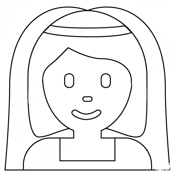Person with Veil Emoji coloring page image