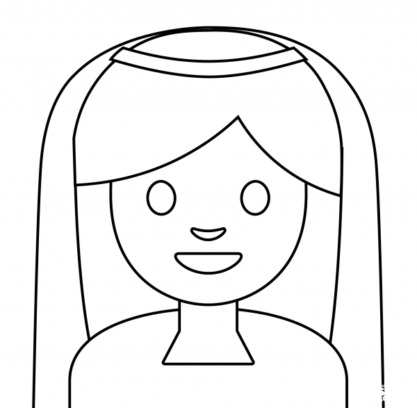Person with Veil Emoji coloring page image