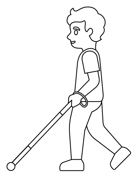 Person with White Cane Emoji coloring page image