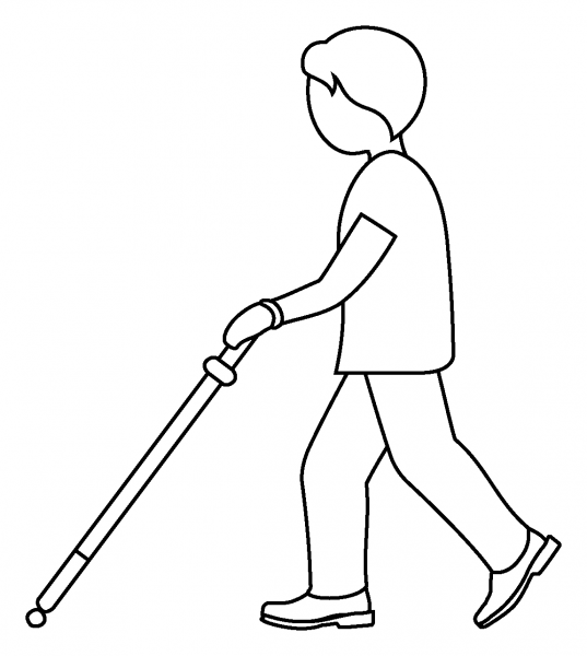 Person with White Cane Emoji coloring page image