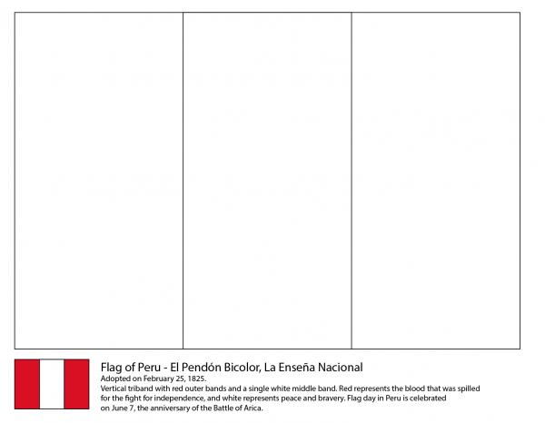 Peru Flag coloring page image
