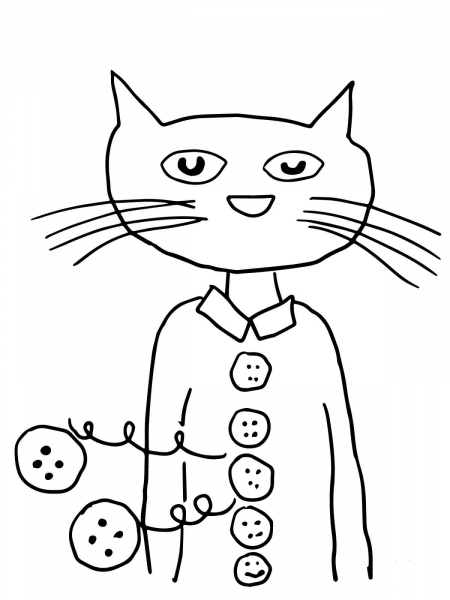 Pete the Cat Groovy Buttons coloring page image