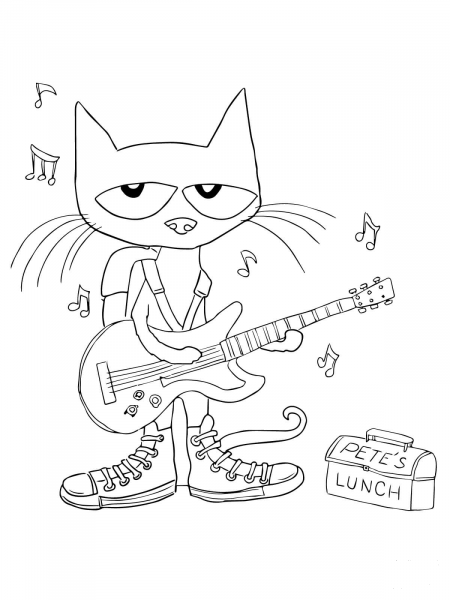 Pete the Cat Rocking in my School Shoes coloring page image