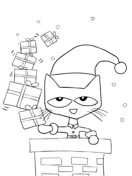 Pete the Cat Saves Christmas coloring page image