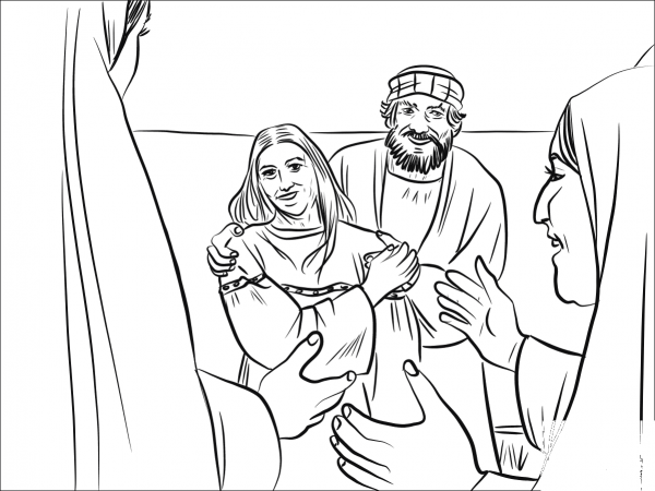 Peter and Dorcas coloring page image