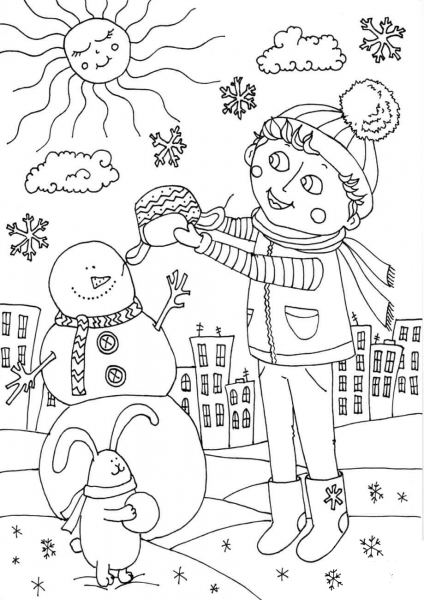 Peter Boy in January coloring page image