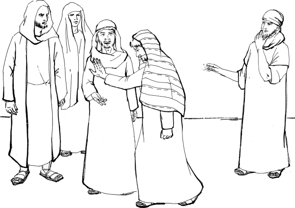 Peter Denies Jesus the Third Time coloring page image