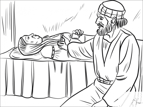 Peter Heals Dorcas coloring page image