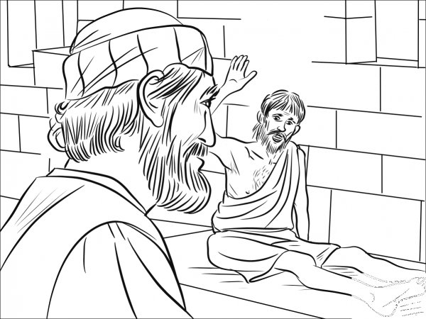 Peter Met a Paralyzed Man Called Aeneas coloring page image