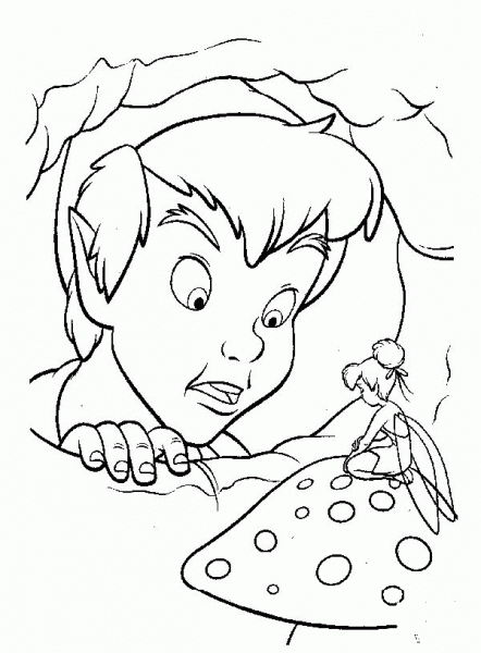 Peter Pan Meets Tinker Bell  coloring page image