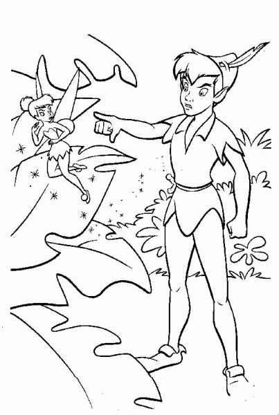 Peter Pan Will Go With Tinker Bell  coloring page image