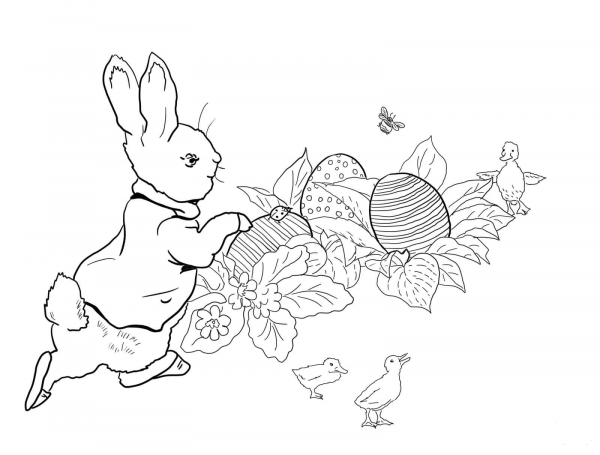 Peter Rabbit Easter Egg Hunt coloring page image