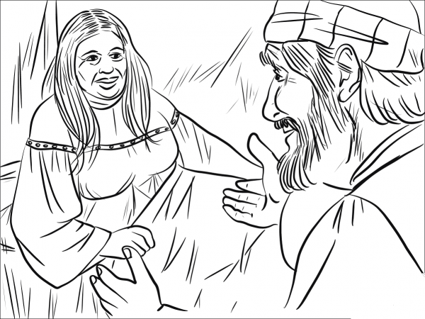 Peter Raises Dorcas coloring page image