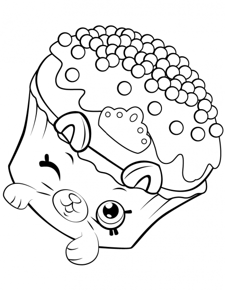 Petkins Royal Cupcake Shopkin coloring page image