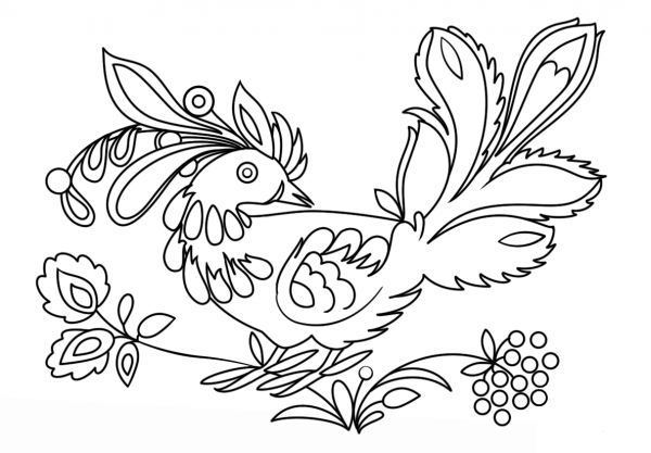 Petrykivka Bird coloring page image