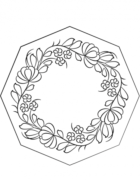 Petrykivka Painting Box coloring page image