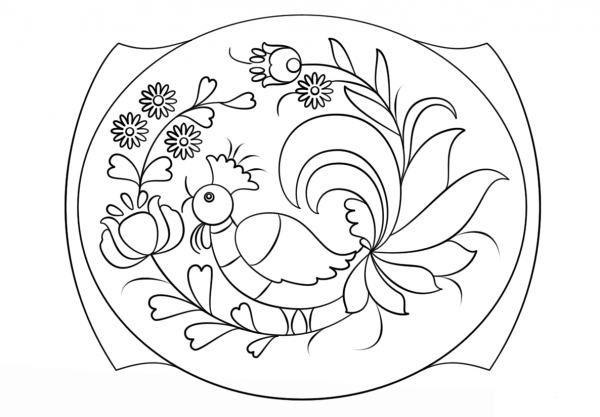 Petrykivka Painting Pattern coloring page image