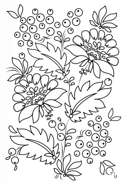 Petrykivka Pattern coloring page image