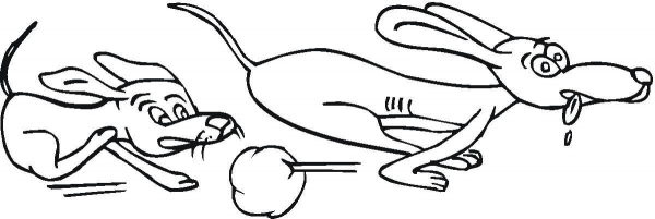 Pets Chasing Each Other coloring page image