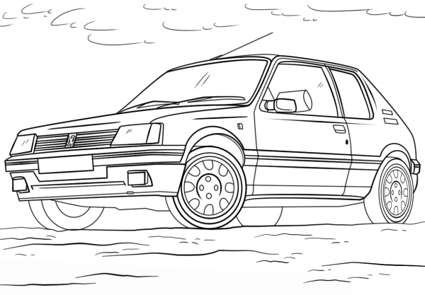 Peugeot 205 coloring page image