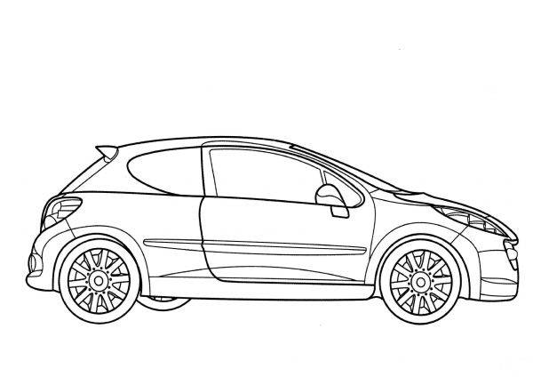 Peugeot 207 RC coloring page image