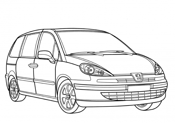 Peugeot 807 minivan coloring page image