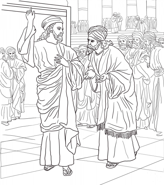 Pharisees and Sadducees Question Jesus coloring page - ColouringPages