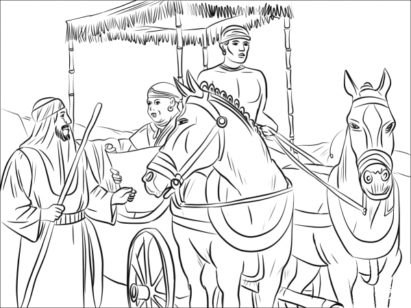 Philip and the Ethiopian coloring page image