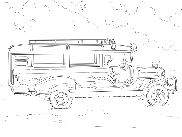 Philippine Jeepney coloring page image