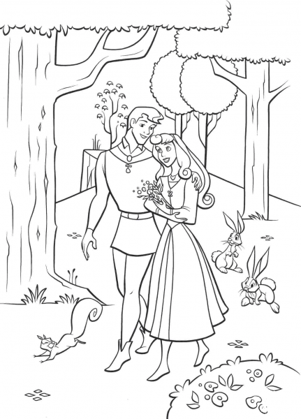 Phillip and Aurora are Falling in Love coloring page image