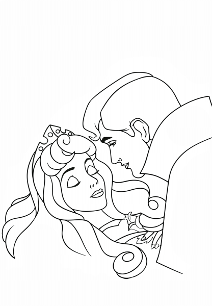 Phillip Kisses Aurora coloring page image