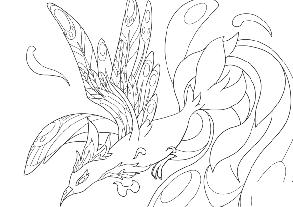Phoenix coloring page image