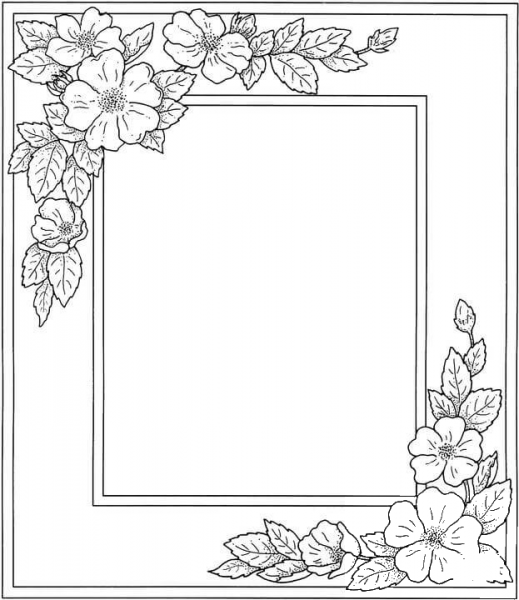 Photo Frame With Flowers  coloring page image