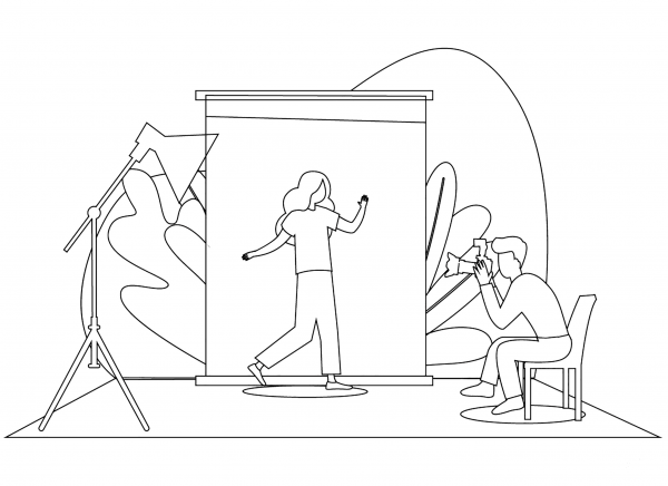Photographers coloring page image