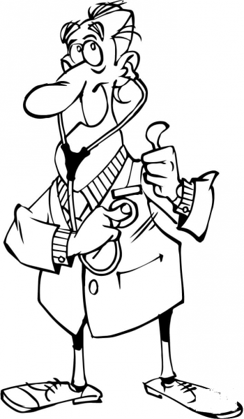 Physician Examining Himself coloring page image