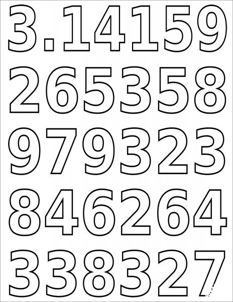 Pi Number 3.14159 26535 89793 23846 26433… coloring page image
