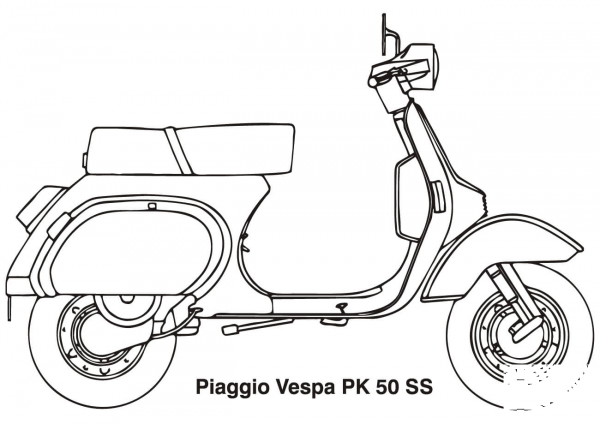 Piaggio Vespa Scooter coloring page image