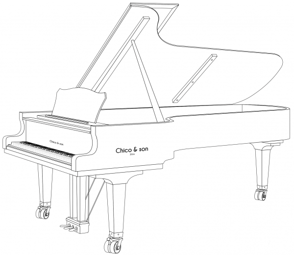Piano coloring page image