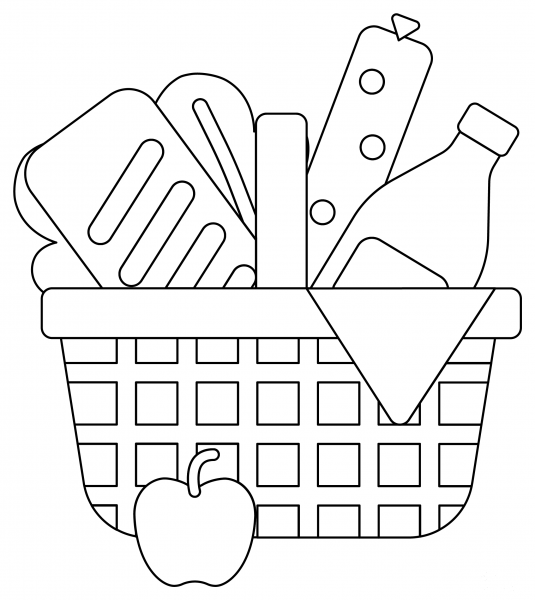 Picnic Basket coloring page image