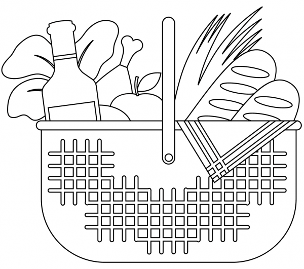 Picnic Basket coloring page image