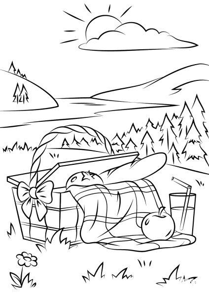 Picnic Basket coloring page image