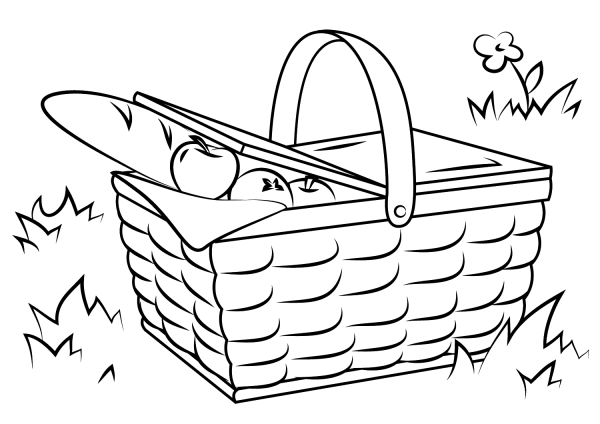 Picnic Basket Food coloring page image