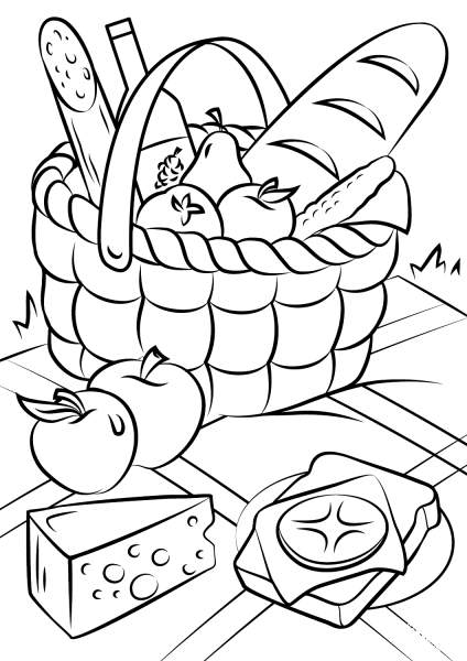 Picnic Basket Food coloring page image