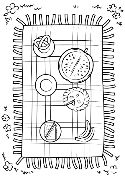 Picnic Blanket coloring page image