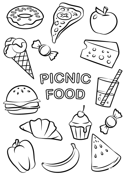 Picnic Food coloring page image