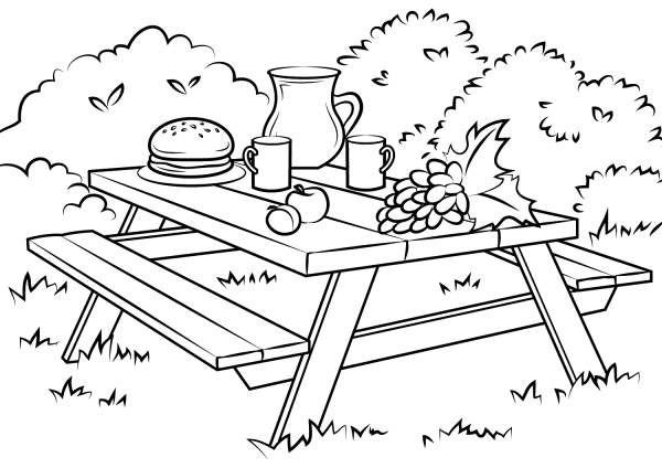 Picnic Table coloring page image