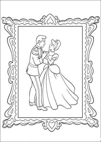 Picture Of The Prince And Cinderella  coloring page image