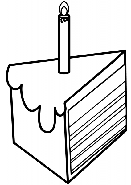 Piece of Cake with Candle coloring page image