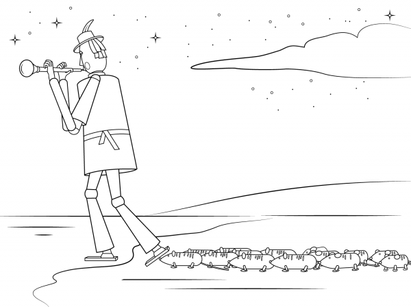 Pied Piper of Hamelin coloring page image