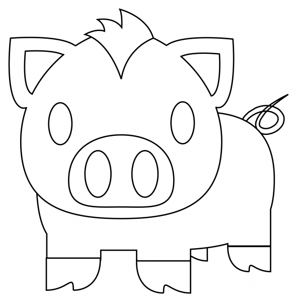 Pig coloring page image